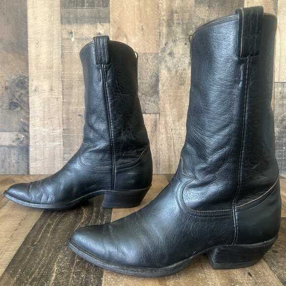 Tony Lama Gold Label Vintage Classic Black Cowboy Boots Mens 11 D - Picture 10 of 12